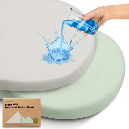 KeaBabies 2pk Soothe Waterproof Bassinet Sheets for Girls, Boys, 33x17 Universal Baby Bassinet Mattress Protector Cover