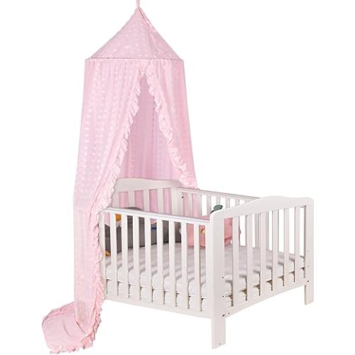 Princess Bed Canopy for Girls - Crib Canopy for Bed - Mosquito Net for Bed, Kids Bed Canopy with Princess Room Decor for Girls Bedroom,Children's Reading Room Decor (Pink)