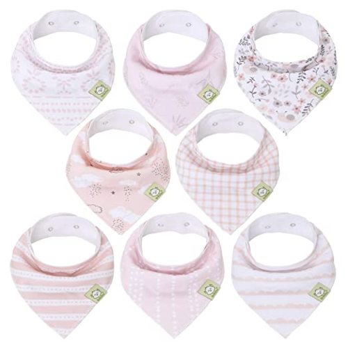 Organic Baby Bandana Drool Bibs for Girls - 8-Pack Baby Drool Bib (Sweet Charm)