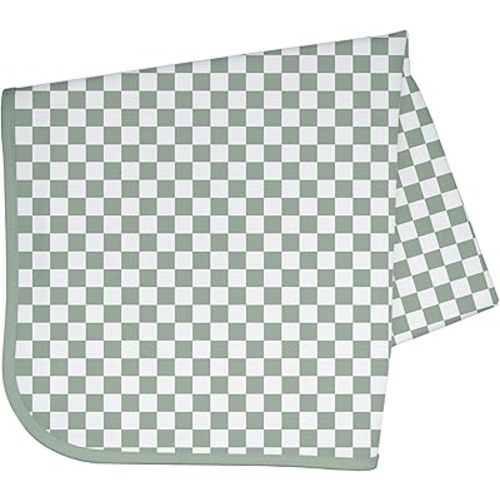 BapronBaby Sage Checkerboard Splash Mat - Waterproof Catch-All for Under High Chairs, Floors, Tables, Playtime or Arts & Crafts - Machine Washable - 45" x 45”