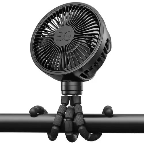 GUSGU Baby Stroller Fan with Clip, Rechargeable & Battery Operated Portable Fan with 16H Max Runtime, Hands Free 360° Adjustable Quiet Personal Fan for Travel, Car Seat, Crib, Trolley​, Bedroom​