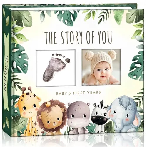 Baby Memory Book & Scrapbook - Milestone Keepsake Record & Photo Album - Gender Neutral Gift for Boy or Girl - Registry Must Have