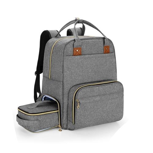 BAFASO Breast Pump Bag with Cooler and Laptop Sleeve (Compatible with Elvie and Momcozy Breast Pump), Breast Pump Backpack for Wearable Breast Pump (Patent Pending), Gray