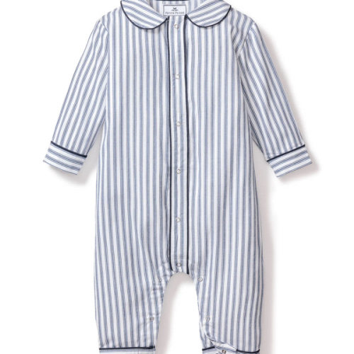 Baby's Twill Cambridge Romper in Navy French Ticking