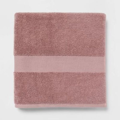 Performance Plus Oversized Bath Towel Mauve - Threshold™: Heavyweight Cotton, Fade-Resistant, Terry Cloth