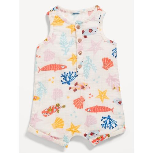 Unisex Sleeveless Henley One-Piece Romper for Baby