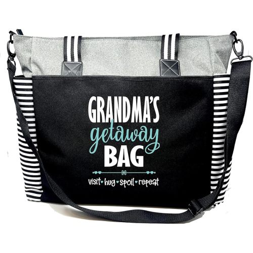 Tote Bag for Grandma – Sturdy Canvas Grandma Tote w/Zipper & Inner Pocket Grandma Bag for Everyday Use