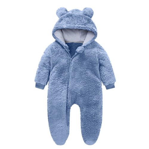 ZyeKqe Winter Baby Clothes keep Warm Fleece Thick 1sie Ear Hooded Jumpsuits Newborn Boys Girls Romper Kids Coats Jackets