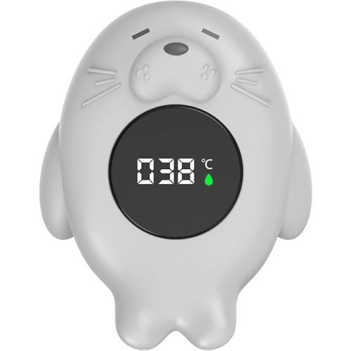 Baby Bath Thermometer Safety, Auto ON/Off Waterproof Bathtub Thermometer with Temperature Warning, Rubber Sea Otter Pool Floating Toy for Infant Toddler Bathing