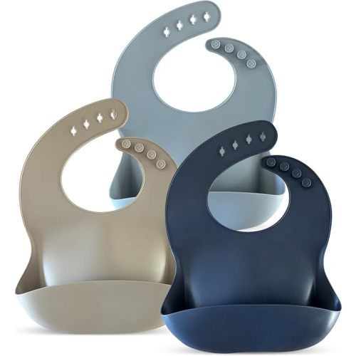 Silicone Baby Feeding Bibs – Waterproof, BPA-Free, Soft & Adjustable with Crumb Catcher – Easy to Clean
