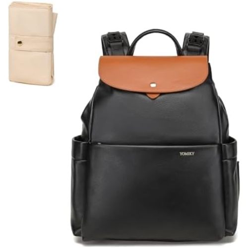 Leather Diaper Bag Backpack for Women with Changing Pad and Multiple Pockets. Stylish and Functional