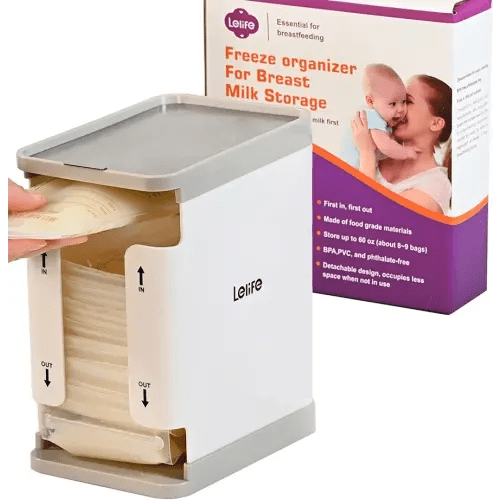 Freeze Organizer for Breast Milk Storage Bags, Container Storing First-in First-Out System with Tray for Freezing Breastmilk to Feed Baby
