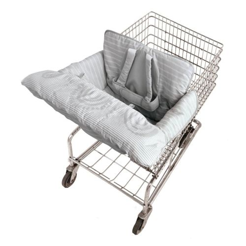 GoldBug Shopping Cart and High Chair Cover for Baby - Universal Fit Cart Cover - Gray Ticking Stripe