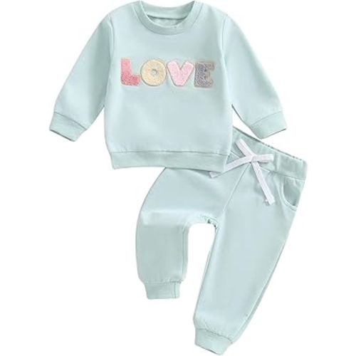 Baby Girl Clothes Newborn Infant Fall Winter Outfits Love Embroidery Long Sleeve Crewneck Sweatshirts Pants 0-24M