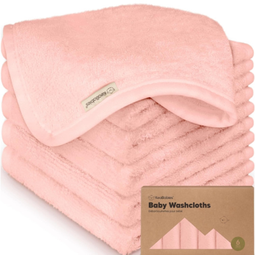 6-Pack Soft Baby Washcloths, Viscose from Bamboo - Kids, Newborn Bath Towels, Infant Shower, Toddler Reusable Face Towel, Gentle on Skin, Face Wash Cloths for Babies, 10x10 (Blush Pink)
