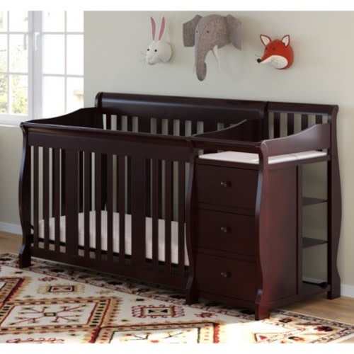 Storkcraft Portofino 4-in-1 Convertible Crib and Changer, Color: Espresso