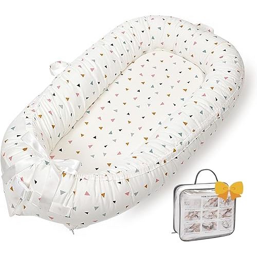 Baby Lounger-Baby Lounger for Newborn,Breathable & Soft Baby Nest Cover Co-Sleeping for Baby 0-24 Months, Babies Essentials Gifts Portable Infant Lounger,Bionic Design Baby Lounger(Triangle)