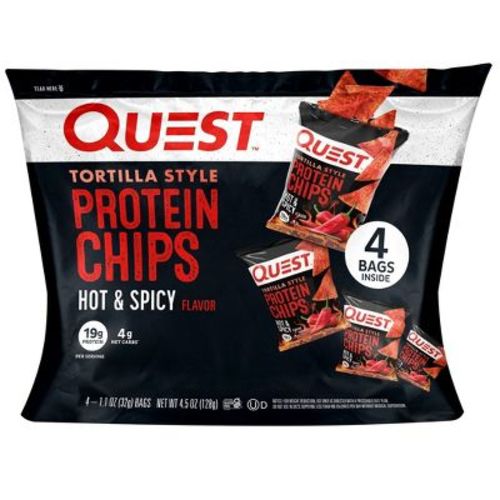 Quest Nutrition Hot & Spicy Chips Bag - 4.5oz/4ct