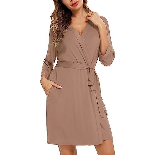 Anjue Robe for Women Kimono Robes Short Bamboo Bathrobe Soft Sleepwear Ladies Loungewear S-XXL