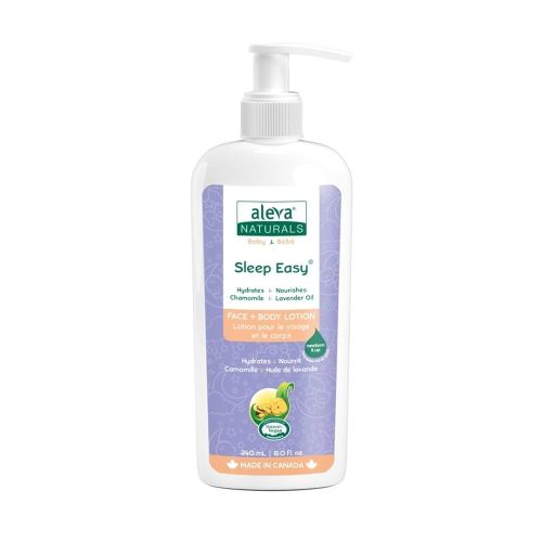 Aleva Naturals Sleep Easy Face + Body Bedtime Lotion for Babies & Toddlers, Lavender and Chamomile Oils, Perfect for Baby Massage, Made with Natural & Organic Ingredients, 8 Fl Oz