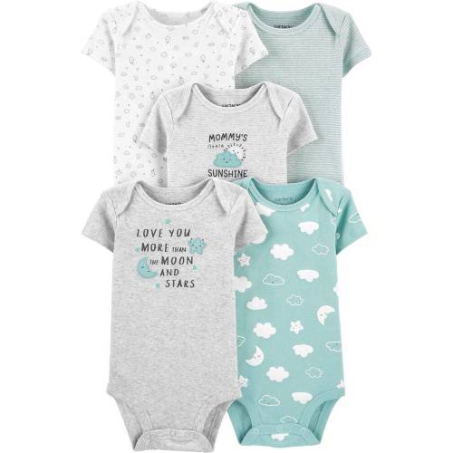 5-Pack Clouds Original Bodysuits - Blue/Ivory - 3M