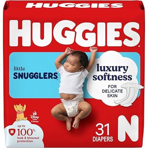 Huggies Size Newborn Diapers, Little Snugglers Baby Diapers, Size Newborn (up to 10 lbs), 31 Count, Packaging May Vary