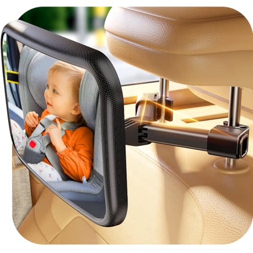 TAZENI Baby Car Mirror for Baby Hook Clip Design Never Shake Baby Mirror for Car Seat Mirror Rear Facing Newborn Essentials Easy Install Back Seat Mirrors for Car Clear View ShatterProof Crash Tested