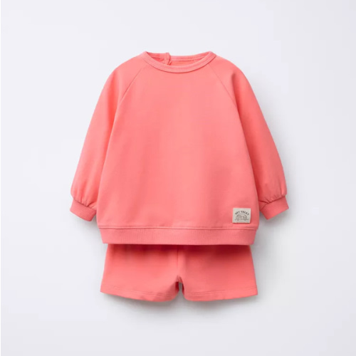 SWEATSHIRT AND SHORTS SET WITH LABEL - Pink | ZARA United States