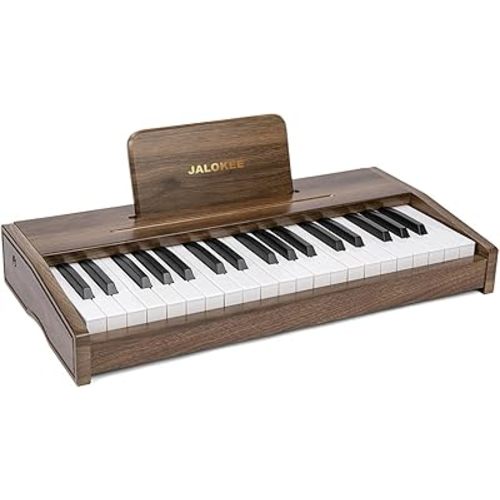 Kids Piano Keyboard, Digital Piano for Kids, Music Educational Instrument Toy, Wood Toy for 3+ Girls and Boys (Walnut, 37 Keys)