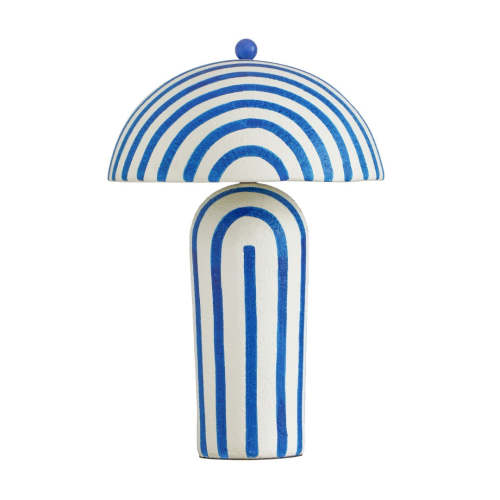 Maiori Striped Papier Mache Table Lamp - Handcrafted Charm for a Playful, Sophisticated Accent