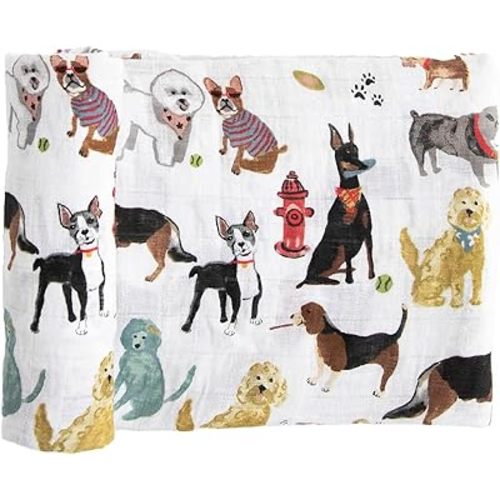 Little Unicorn Premium Cotton Swaddle Baby Blanket | Breathable Fabric | for swaddling, Play, Nursing & More (Woof)