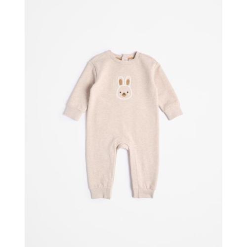Baby Fleece Coverall - Brown Marle Bunny