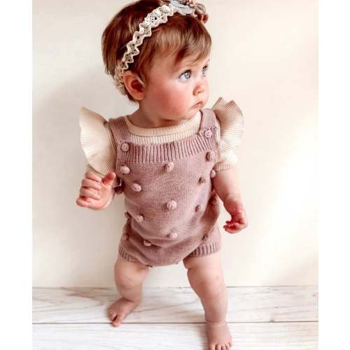 Baby Bobble Romper Bodysuit Knitted Romper Baby Girl