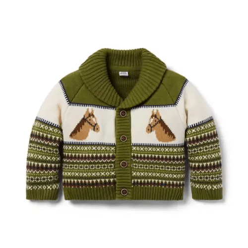 Newborn Olive Horse The Little Equestrian Baby Cardigan by Janie and Jack