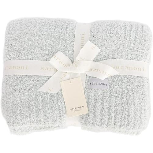 SARANONI Bamboni Luxury Baby Blanket | Cozy & Soft Plush Receiving Blankets | Perfect for Girls & Infant Baby Boy Blankets | Sky Blue - 30” x 40"