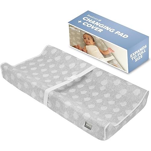 Jool Baby Soft Changing Pad + Washable Cover, Non-Slip - Fits Standard Changing Tables & Dressers (Gray)