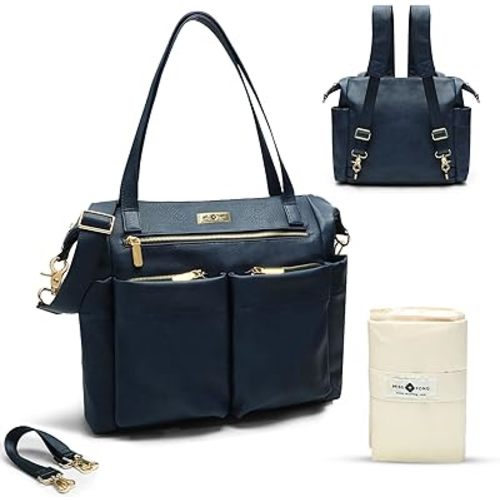 miss fong Diaper Bag Tote Baby Bag Leather Diaper Bag Backpack Large Diaper Tote Bag, Diaper Bag Purse with 11 Diaper Bag Organizer,Changing Pad, Stroller Straps,4 Insulated Pockets