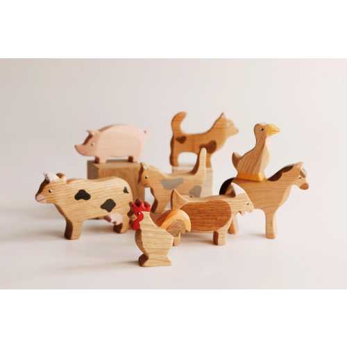 Set of farm animal toy Wooden figurines Wooden toys Educational toys Wooden animal toys Nursery decoration Farm animals