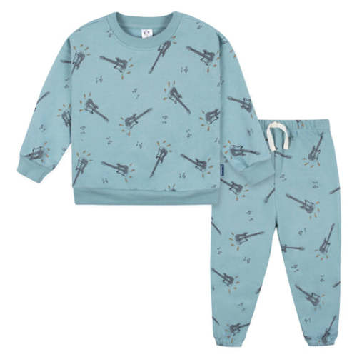 2-Piece Toddler Boys Teal Guitars Sweatshirt &amp; Pant Set, 5T