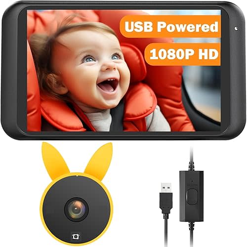 BV2 Baby Car Mirror Easily Instant Setup Backseat Baby Viewer, Crystal Clear Car Seat Monitor with Flexible Mount, 24/7 Child & Pet Observation & Night Mode for Worry, Free Driving