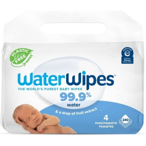 WaterWipes Plastic-Free Original Unscented 99.9% Water Based Baby Wipes - 240ct