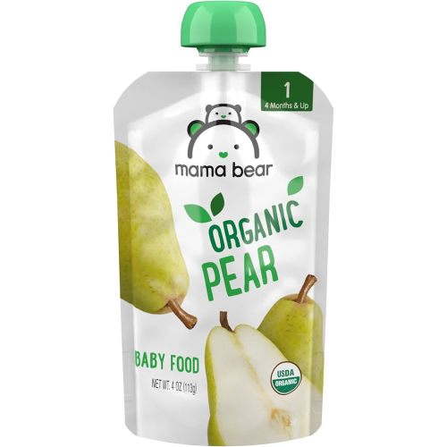 Amazon Brand - Mama Bear Organic Baby Food, Stage 1, Pear, 4 ounce (Pack of 12)