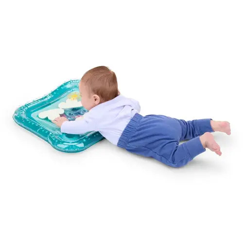 Bright Starts Disney Baby Stitch Water Mat, Making Waves Tummy Time Play Mat, 3 Floating Toys, Newborn+