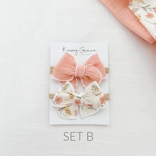 Floral Baby Bow Set, Baby Headband Set, Baby Girl Bows, Newborn Bows, Toddler Hair Clips, Womens Hair Bows, Newborn Headband, Fable Baby Bow