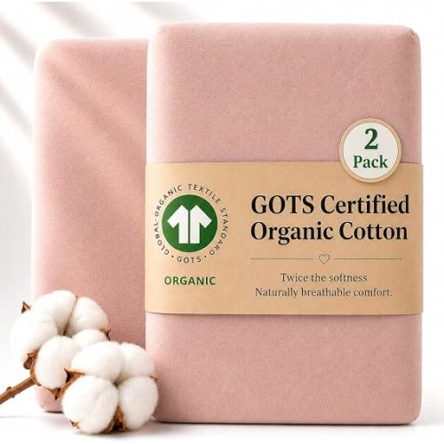 GOTS Organic Bedside Bassinet Sheets 33x20 and 35x19 for Baby Delight,Koola Baby Bond. Premium Weight Luxury Turkish Cotton - Rectangle Bassinet Sheets
