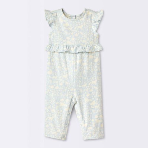 Baby Girls' Long Leg Floral Romper - Cloud Island™ Blue