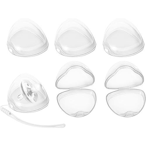 Pacifier Case,6 Pack BPA Free Pacifier Holder Case with Lanyard for Diaper Bag,Pacifier Container Box for Baby Binky Nipple Travel,Essential Pacifier Accessories,Easy to Clean,Transparent