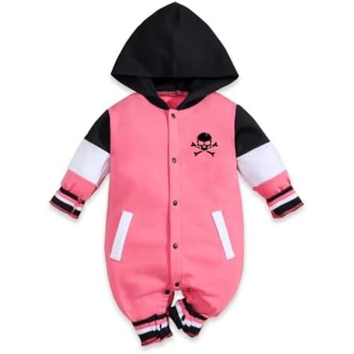 Skull Head Baby Boy Girl Clothes Newborn Long Sleeve Hooded Romper with Pocket Fall Winter One Piece Outfits