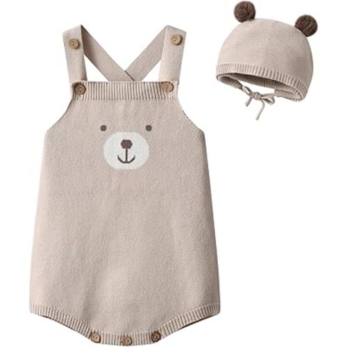 Baby Infant Sleeveless Knit Bodysuits with hat Overall Jumpsuit Outfits 1st Birthday Cute Baby Clothing set
