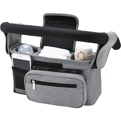 Universal Stroller Organizer with Insulated Cup Holder by Momcozy - Detachable Phone Bag & Shoulder Strap, Fits for Stroller Like Uppababy, Baby Jogger, Britax, BOB, Umbrella and Pet Stroller
